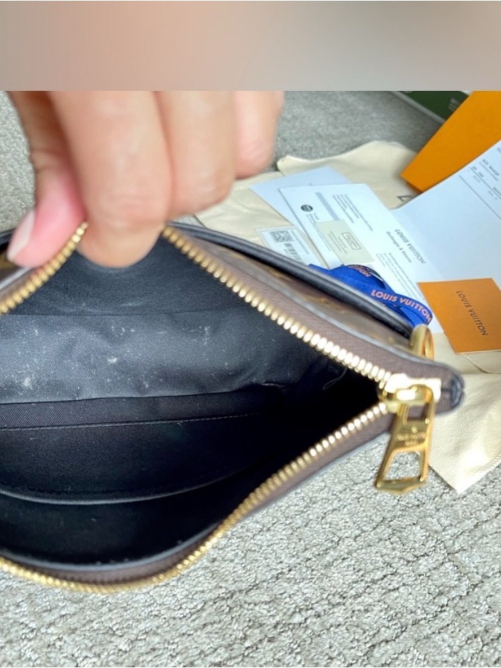 Louis Vuitton Monogram Zip Pouch in Brown with Gold Hardware - Picture 3 of 7